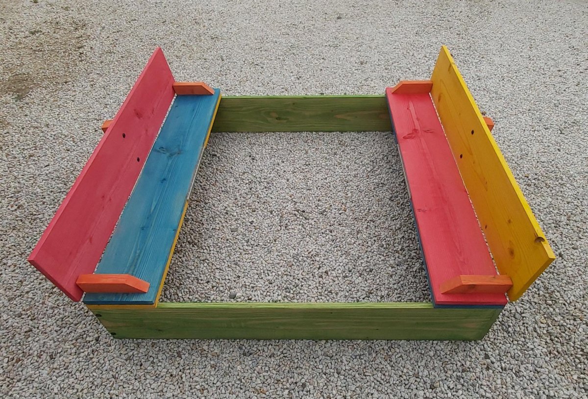 Bac à sable multicolore Bac a sable pour enfant refermable multicolore avec assise
